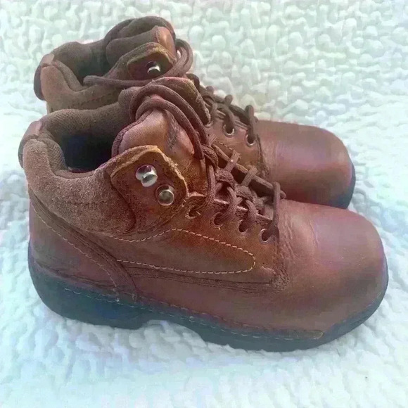 Hytest Shoes - Women’s Hytest steel toe brown leather lace up boots size 7 safety footwear